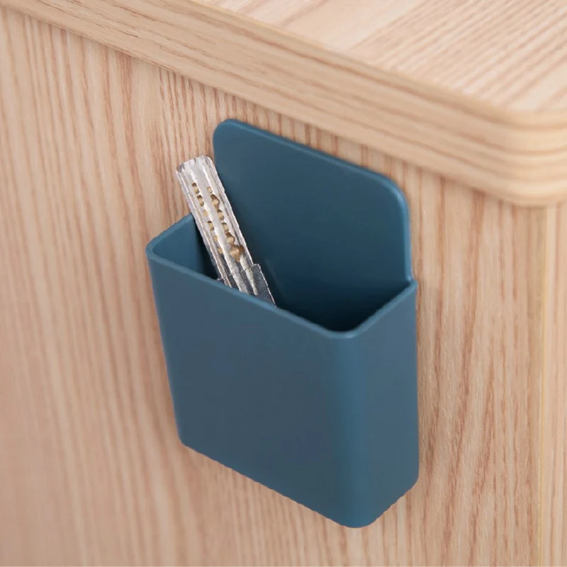 Wall Mounted Storage Organizer Box Rack Remote Control Air Conditioning Mobile Phone Plug Holder Container Pen Holder Punch-free