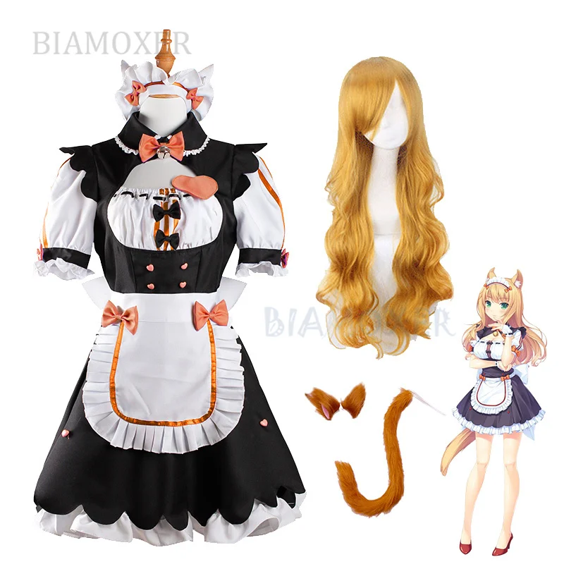 

Nekopara Maple Wigs Women Maid Lolita Dresses Cosplay Costume Heat Resistant Synthetic Hair Women Party Role Play Wig