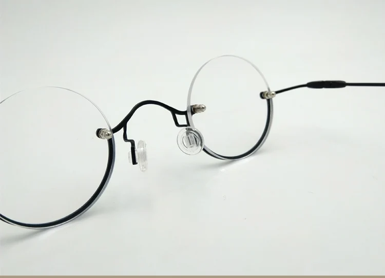 Vintage Kleine Runde Halbrand-Lesebrille mit Blaulichtfilter, Retro Runde Rahmenlose Presbyopie Korrektionsbrille – Detail 5