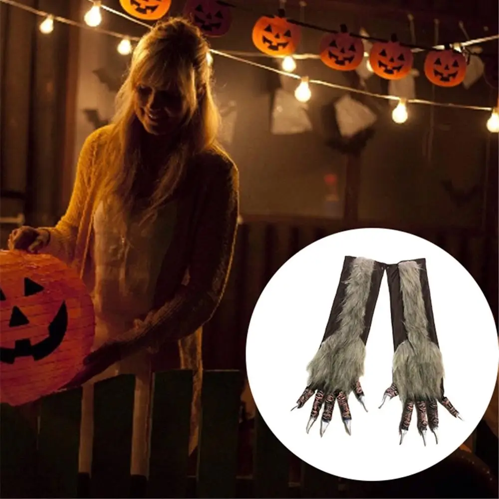 Halloween Werewolf Gloves Furry Monster Werewolf Hands Gloves Halloween Prop Cosplay Costume Gloves Gift