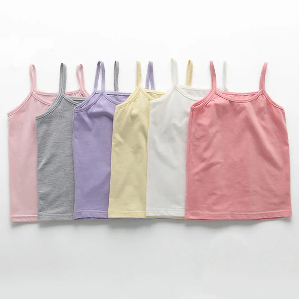 Children's Vest Girls Cotton Vest Colored Kids Camisole Children Tops Summer Baby Singlet Girls Undershirts Teenager Tank