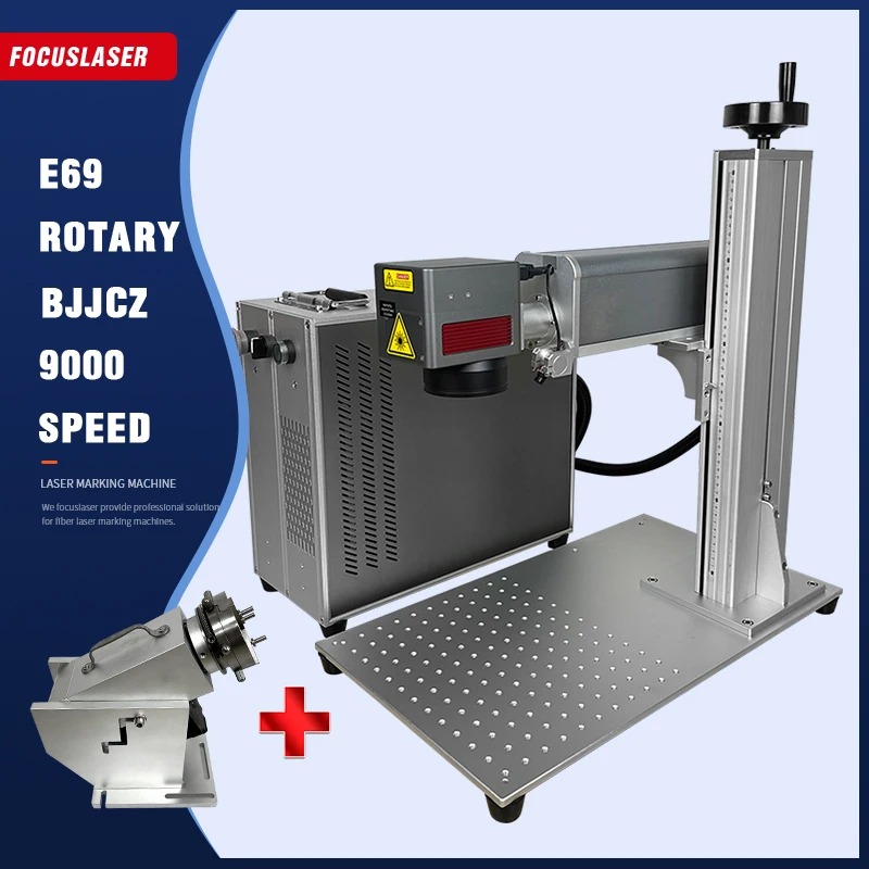 Fiber Laser Marking Machine With E69 Rotary BJJCZ JPT Raycus 20w 30w 50w Metal Engraver Stainless Steel Cutting Silver Gold