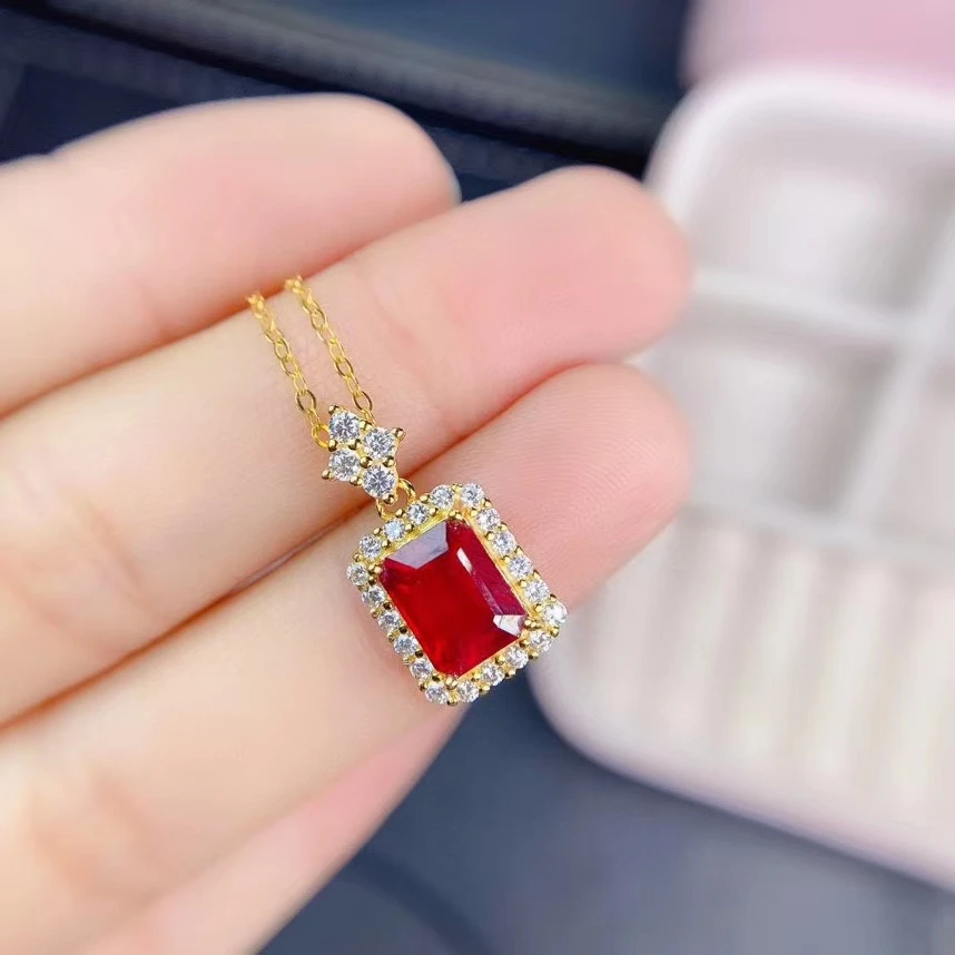 

KJJEAXCMY fine Jewelry 925 Sterling Silver Natural Ruby Girl new vintage Pendant Necklace chain Support Test Chinese style