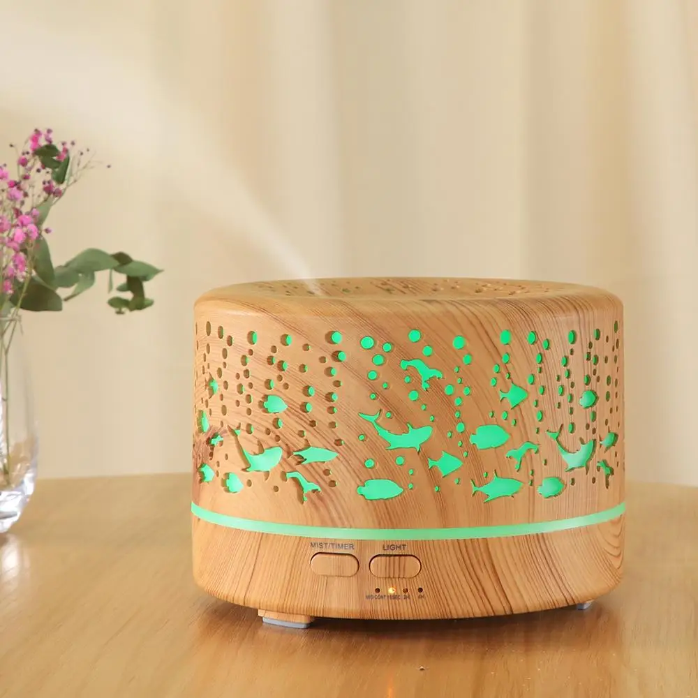 Ultrasonic Mist  Air Purifier Sea World Aroma Essential Oil Diffuser 500ml Remote Control Humidifier Colorful LED Light