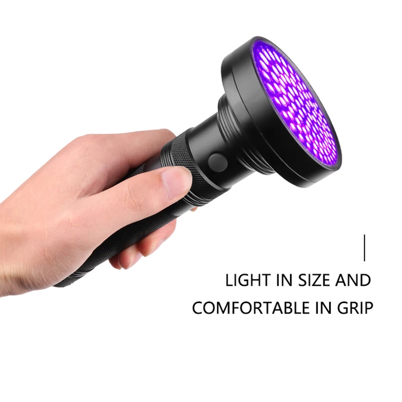 UV Flashlight Black Light, 100 LED 395 Nm Ultraviolet Torch Blacklight Detector for Dry Pets Urine&pet Stains&bed Bug AA Battery