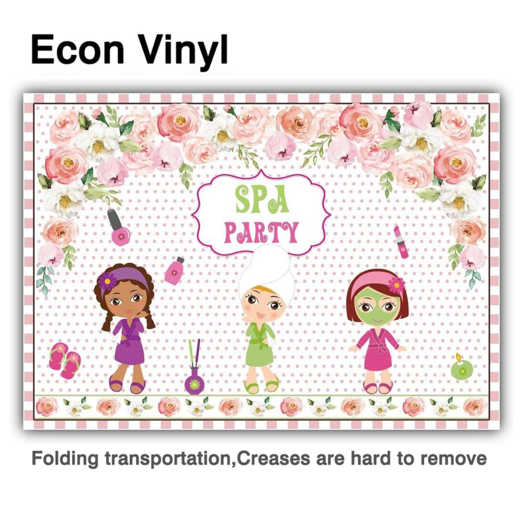 Funnytree Girls Spa Party Backdrop Beauty Bar Sign Personalized Custom Background Flowers Leaves Pink Pamper Photozone Decor