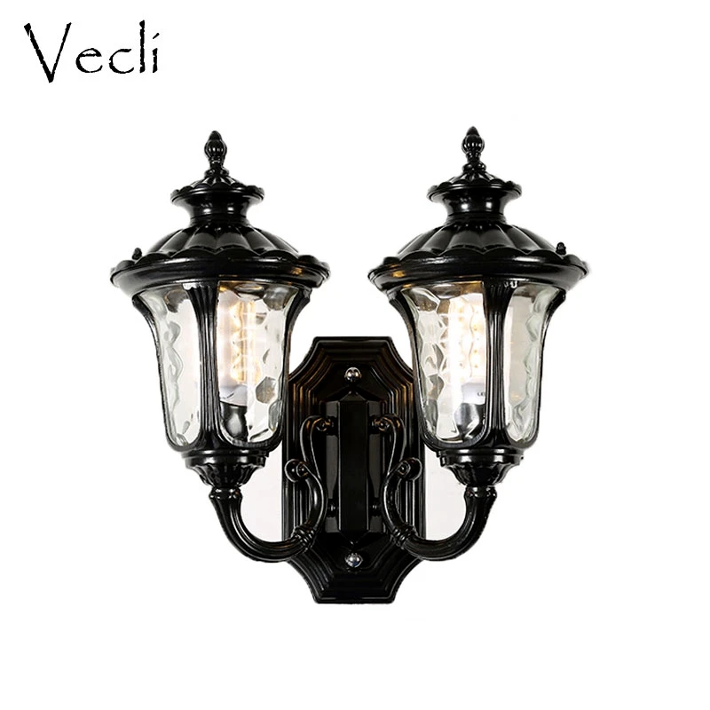 Retro Outdoor Double Heads Wall Lamp Simple European All Aluminum Courtyard Balcony Door Waterproof Landscape Outdoor Lamp