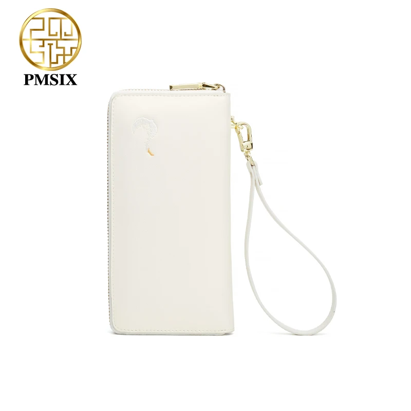 PMSIX Women\'s Leather Wallet Luxury Coin Purses Card Holder Wallets Embroidered Light Laydies Money Bags Fashion Female Purse