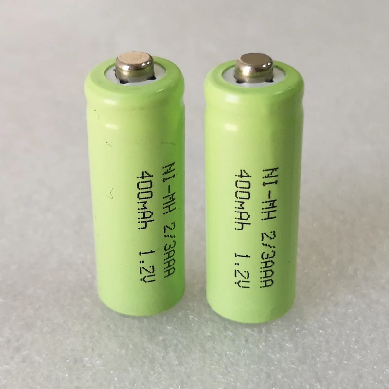 US 400mah 1.2V 2/3AAA ni-mh rechargeable battery 2/3 AAA nimh cell with NO soldering tabs pins for LED solar light