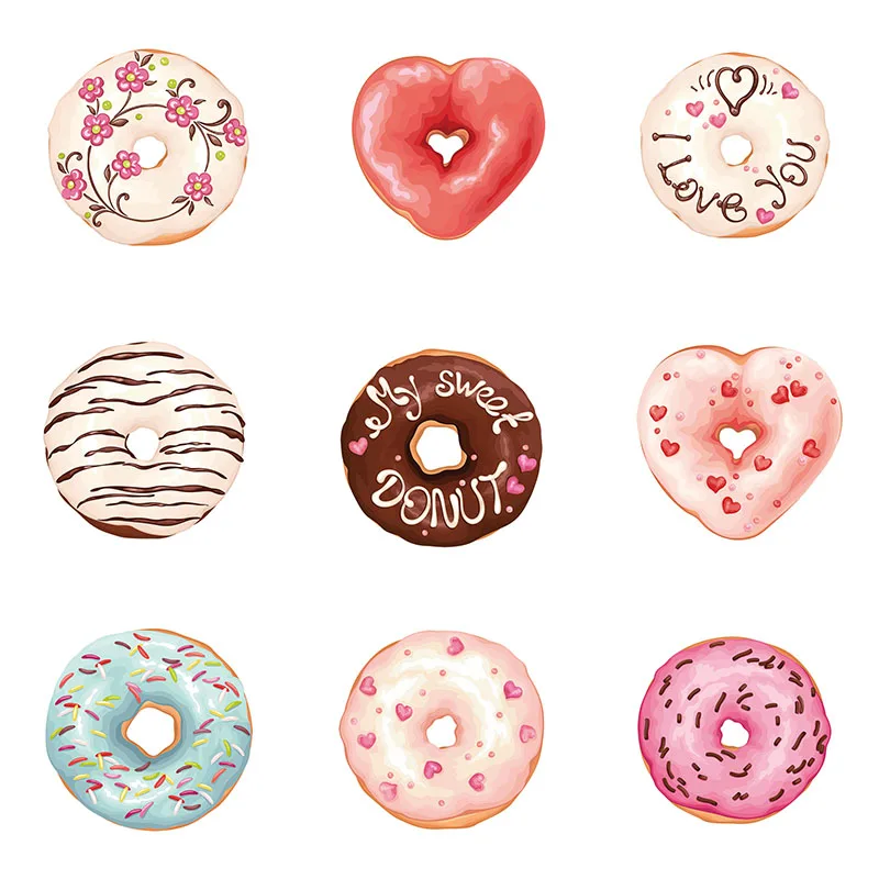 Three Ratels CX17 Lovely chocolate doughnuts sweet desserts Sticker kitchen refrigerator dining room decorated lovely gift decal