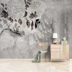 Custom High Quality Modern 3D Wallpaper Black And White Ink Flower Mural Wall Paper Home Decor Living Room Wall Covering Fresco