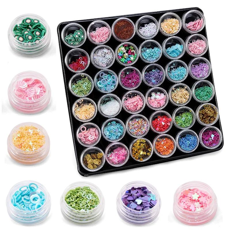 Epoxy Resin 36 Color Sequins Material Set Epoxy Resin Cream Glue Material Silicone Mold Filling Jewelry Making DIY Tools