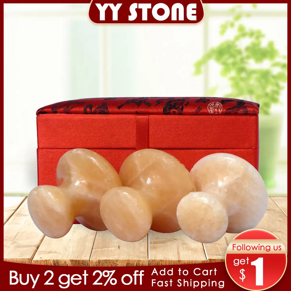 New arrive natural stone mushroom massager for facial Wrinkle and anti-age 3pcs/set Salon SPA tool