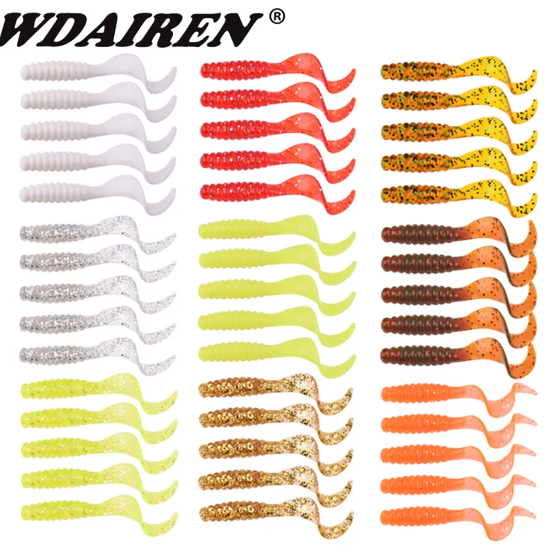 10Pcs Soft Silicone Fishing Lures 4.8cm 1.2g Worm Jigging Wobblers Shrimp Fishy Smell Additive Tackle Bass Carp Artificial Baits