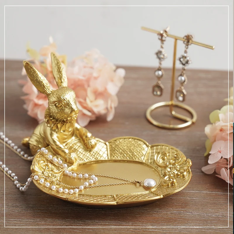 Photo Photography Prop Golden Simulation Rabbit Model Shoot Fotografia Decoration Accessories for Jewelry Earrings Necklace Ring