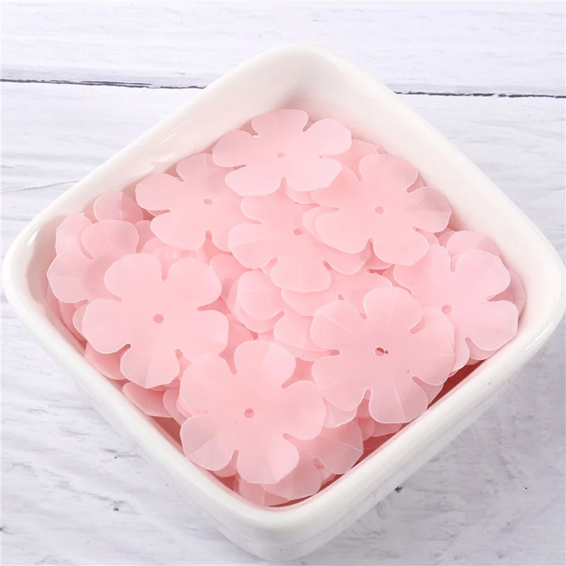 96Pcs Matte Pink 20mm Five Petal Flowers Sequins 3D Cup Paillettes Sewing Embellishment Findings Women Garments Diy Accessories