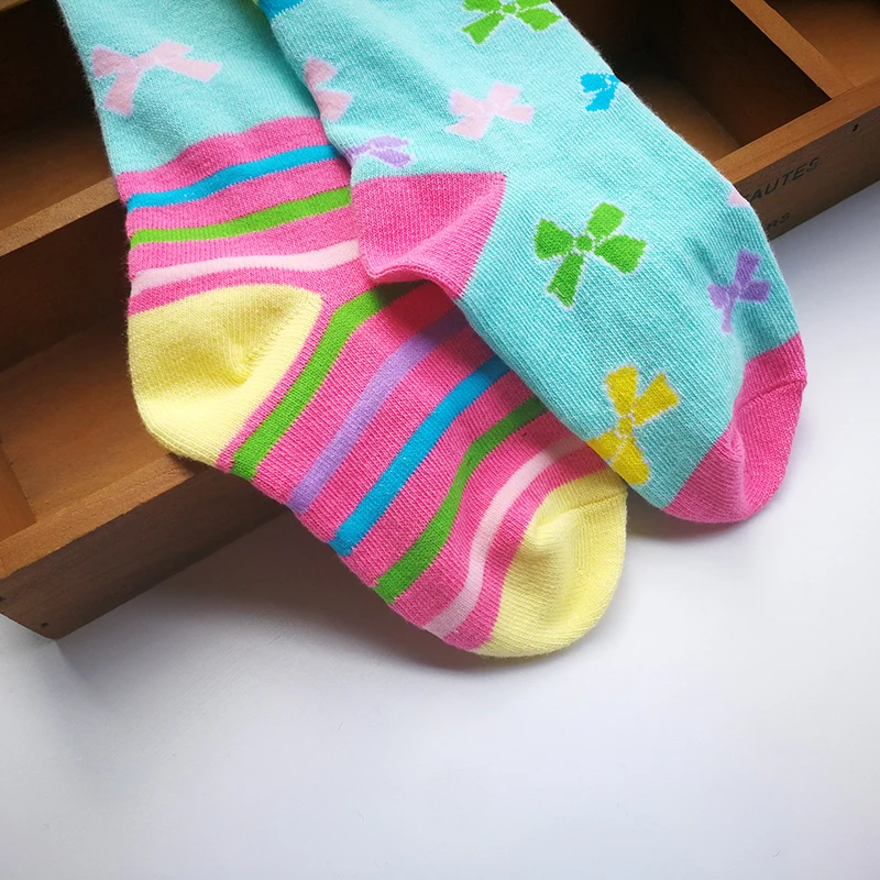 Spring Autumn Children Striped Tights Baby Girl Pantyhose Cotton Knitted Cotton Cute Kids Stocking Patchwork Tights