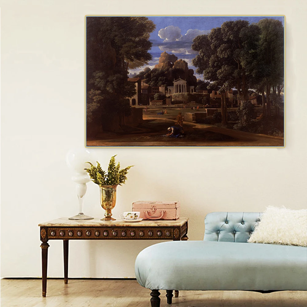 

Citon Nicolas Poussin《Landscape with the Ashes of Phocion》Canvas Oil painting Artwork Poster Picture Wall decor Home Decoration