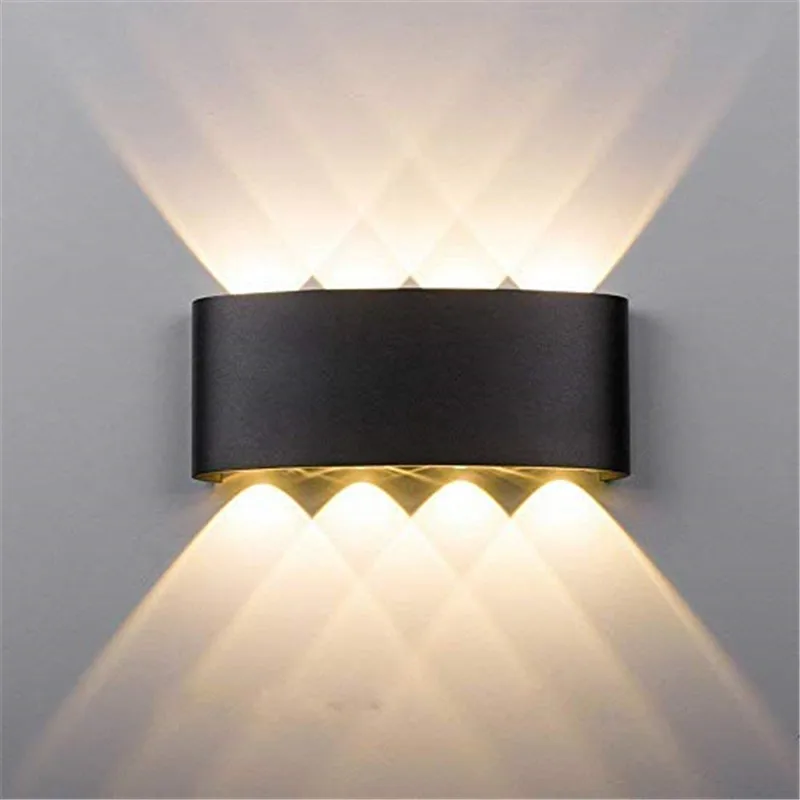 Aluminium LED Wall Lamp 6W 8W Outdoor Waterproof Garden Courtyard Porch Light Sconce Balcony Corridor Black Wall Lamp AC85-265V