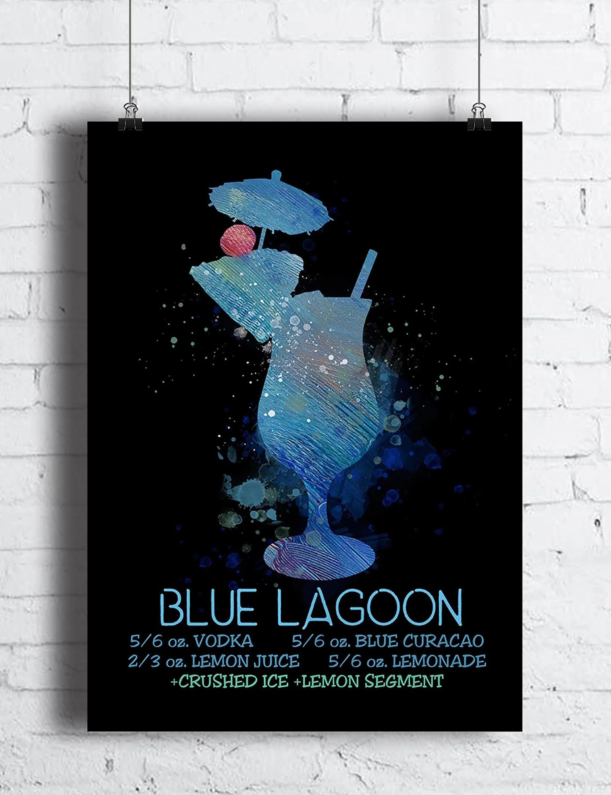 Bar Illustration Wall Art,  On The Beach Cocktail Recipe Print, Bar Poster, Black Background Wall Art, Kitchen Poster Cocktail