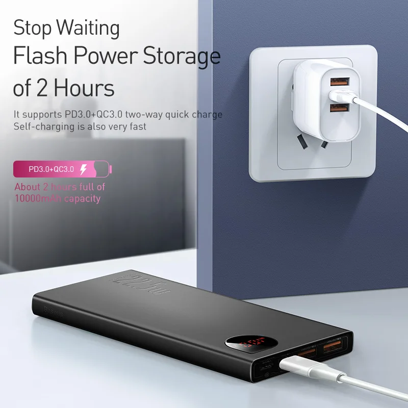 Baseus Power Bank 10000mAh with 20W PD Fast Charging Powerbank Portable Battery Charger PoverBank For iPhone 12Pro Xiaomi Huawei 6