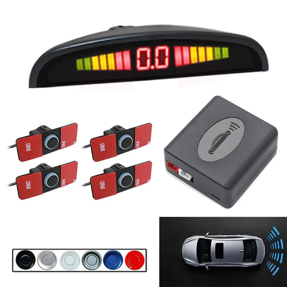 

Parking Sensor Kit Car Parktronic LCD Display Backlight Reverse Backup Reversing Radar Monitor System 4 Probes Buzzer 22mm 12V