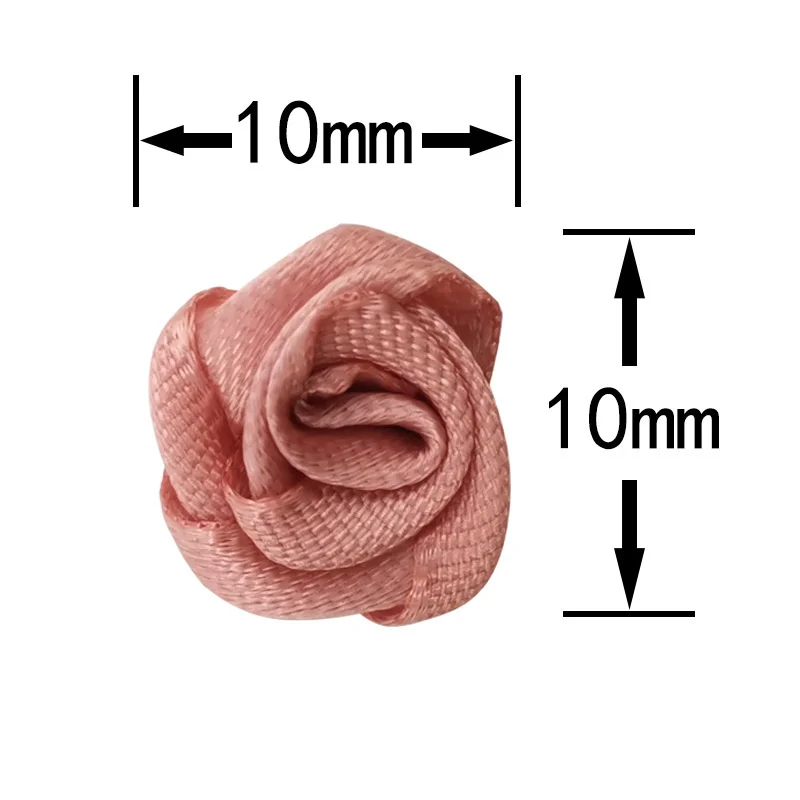 (100 Pcs/pack) 10*10mm Mini Fresh Pink Ribbon Flowers Small Size Satin Ribbon Artificial Flower Craft Festive Party Decoration