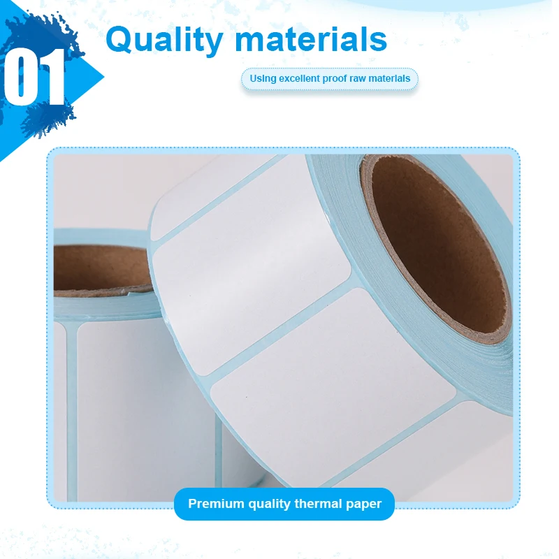 Rollo de papel adhesivo térmico para supermercado, etiqueta de código de barras en blanco, impresión directa, suministros de impresión impermeables, 100MM de ancho, 1 rollo