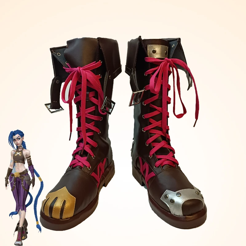 Hot New Game LOL Arcane Jinx Scarpe Cosplay Oggetti di scena Stivali Accessori per feste di Halloween Personalizzazione