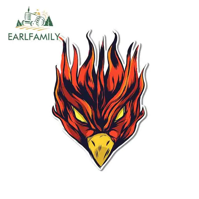 EARLFAMILY 13cm x 9cm for Burning Phoenix Flames VAN Car Stickers Waterproof Trunk Cartoon Decal Bumper Surfboard RV Car Styling