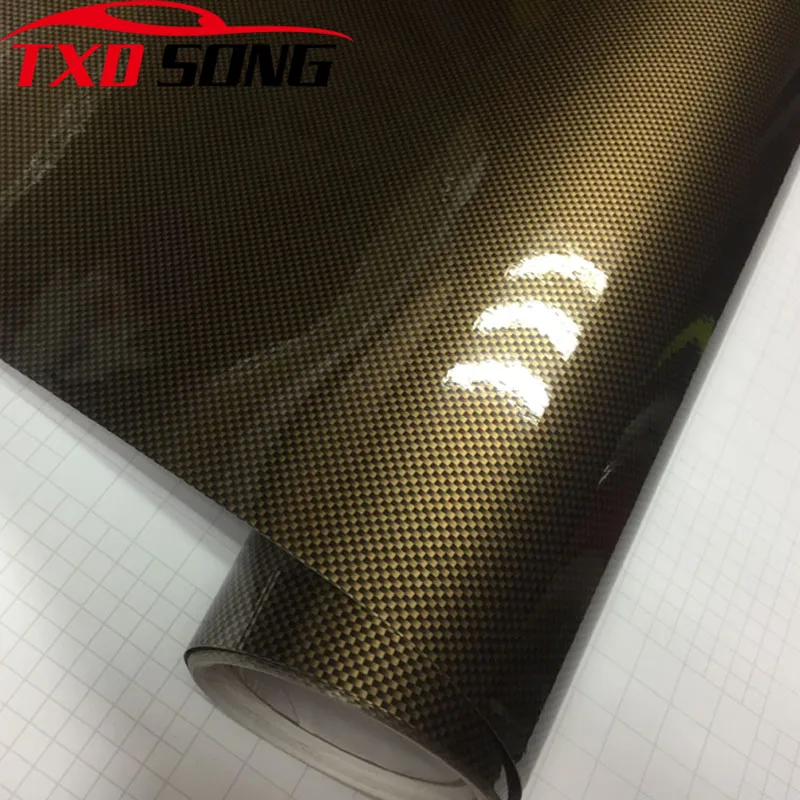 10/20/30/40/50/60X152CM Gold square 2D Car Sticker Carbon Fiber Film DIY Vinyl Film Auto Wrapping Waterproof PVC Covering Film