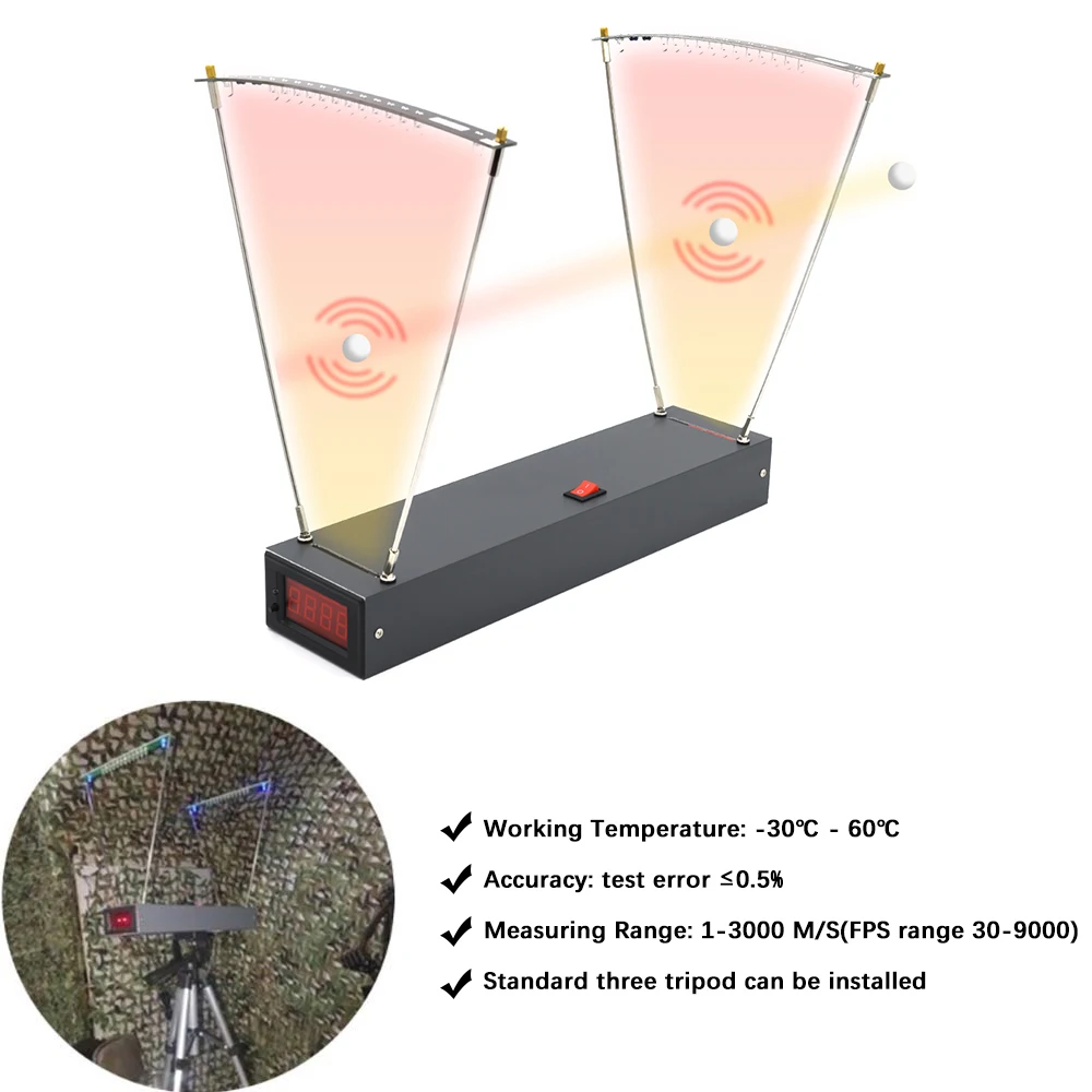 FPS 30-9999fps 1-3000m/s Velocimetry Slingshot Speed Measuring Instrument Pro Bow Velocity Measurement Tool for Shooting Speed