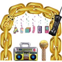 Inflated Speaker Box Foil Balloons Mobile Phone And Mike Ballons For 80’s 90‘s Hip Hop Party Decorations Disco Ball Supplies