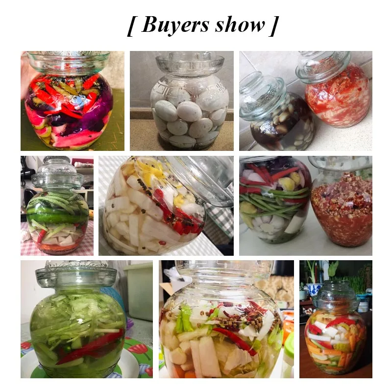 Chinese Tradition Pickle Jar Transparent Glass Kimchi Jar Korea Pickled Cabbage Vegetables Chili Pickling Container Food Storage