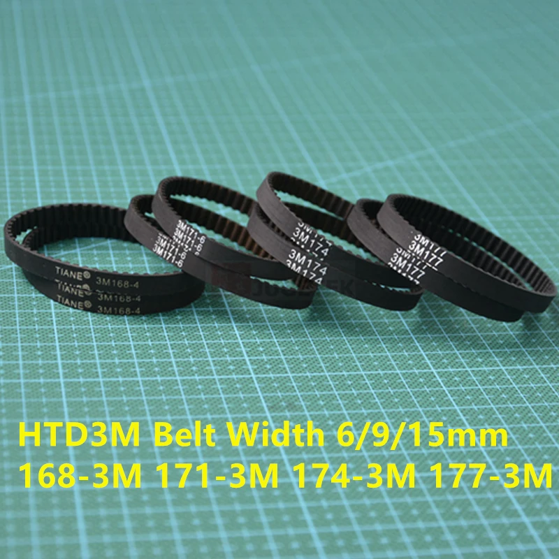 Arc HTD 3M Timing belt C= 168 171 174 177 width 6/9/15mm Teeth 56 57 58 59 HTD3M synchronous 168-3M 171-3M 174-3M 177-3M