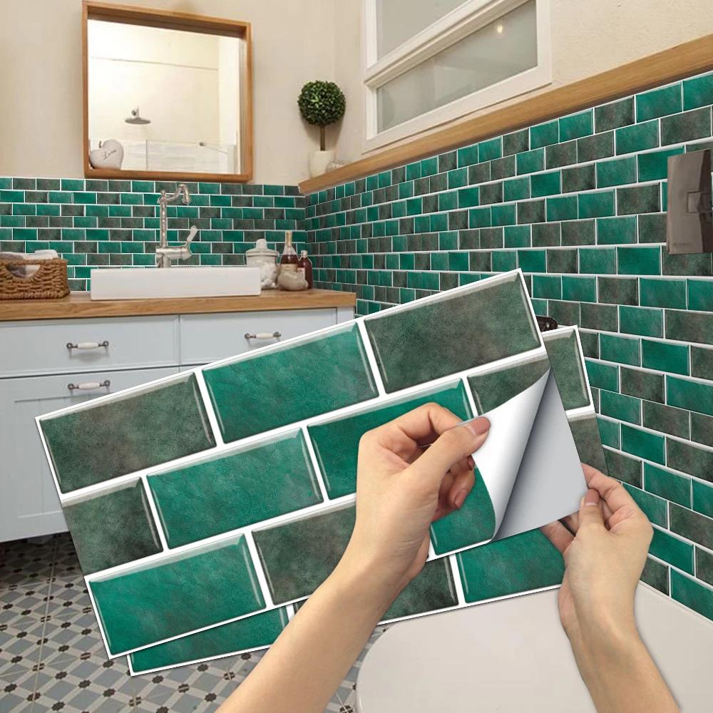 Solid color imitation ceramic tile kitchen stickers waterproof and oil proof for rental house