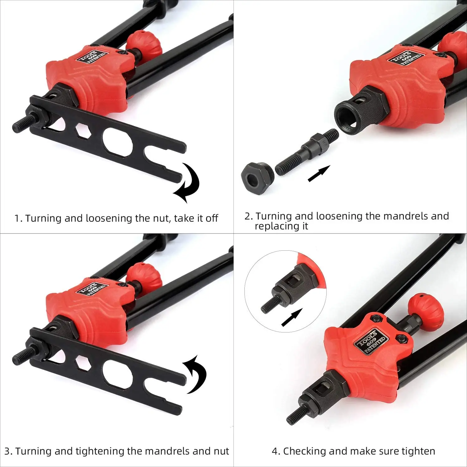 SUBAO Hand Rivet Nut Gun Insercing Mandrel Hand Rivet Gun Core Pull Nut Gun untuk Rivet M3 M4 M5 M6 M12