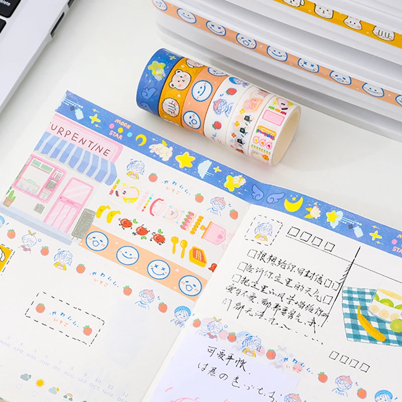 Cute Cartoon Smile Face Adhesive Tapes DIY Scrapbooking Journal Album Diary  Japanese Masking Tape Stationery