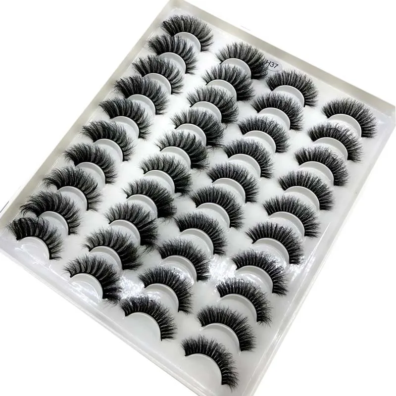 Lot de Faux cils 3d en vison naturel, épais, longs, fins, courts, 15-23mm, 20 paires