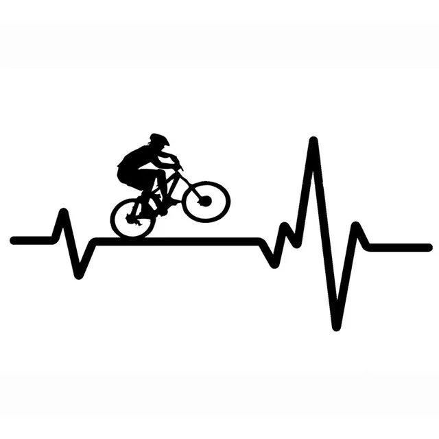 

16.9CM*7.9CM Cycling Mountain Bike Helmet Heartbeat Decal Vinyl