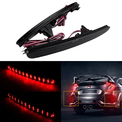 ANGRONG 2X Black Smoked Lens LED Rear Bumper Reflector Light For Honda Civic X HB Type R 16+