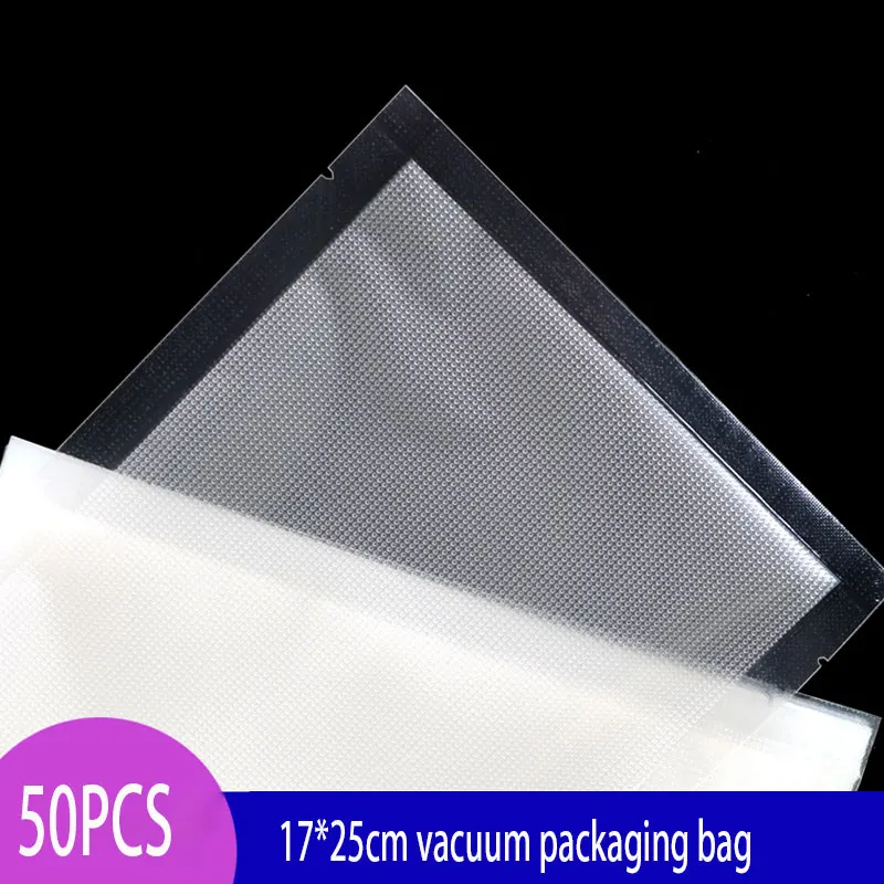 50 قطعة أكياس تفريغ الطعام المطبخ تخزين أكياس ل فراغ السدادة التعبئة والتغليف رولز الغذاء الطازجة التوقف أكياس مكنسة 17*25 سنتيمتر التعبئة والتغليف