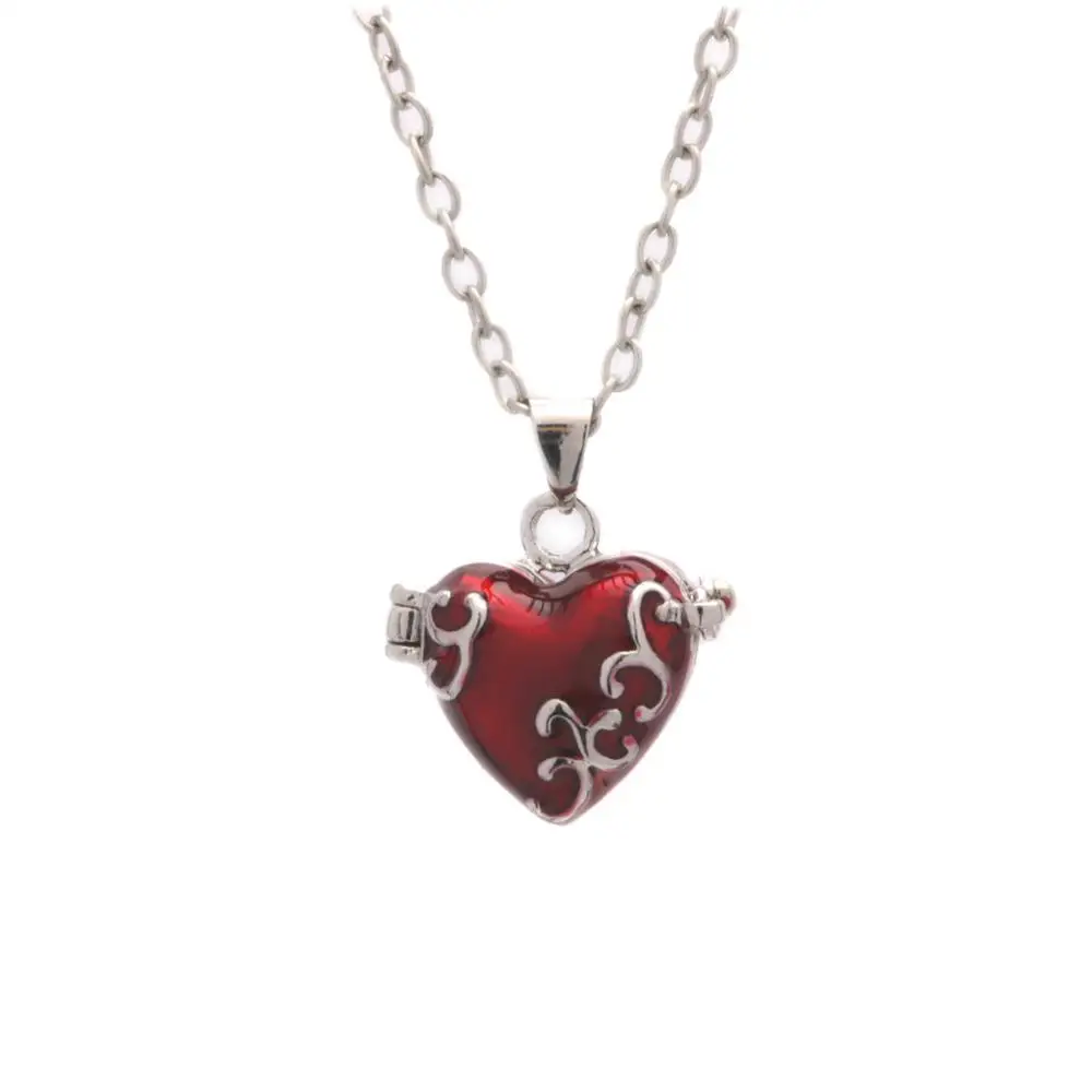 1PCS Vintage Heart-shaped Brass Picture Box Pendant Can Open Pet Ashes Hair Souvenir Necklace With Chain