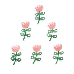 10pcs Iron On Tulip Flower Patches DIY Cartoon Stickers Sewing Jeans Bags Hats Coats T Shirts Dress Fabric Appliques Badge