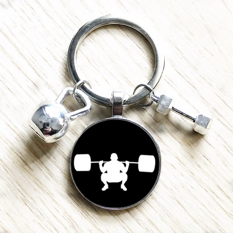 Classic Weightlifting Fitness Pattern Keychain Retro Bodybuilding Keychain Keyring