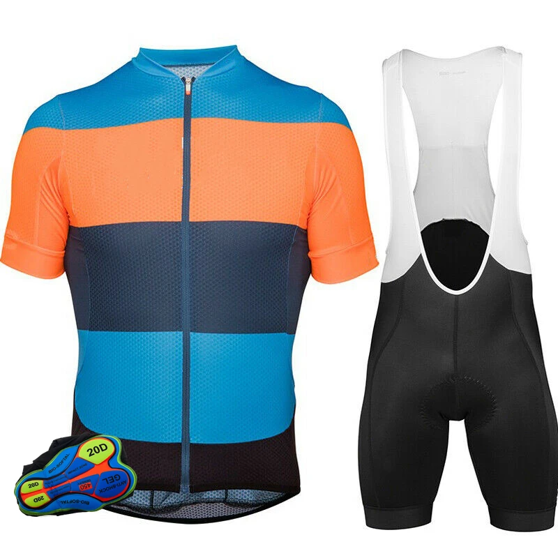 Wholesale Breathable Tight Fitting Top and Bottom Bib Shorts Kit  Bike Jersey Set Cycling Clothing Short Sleeve Bicycle Suit