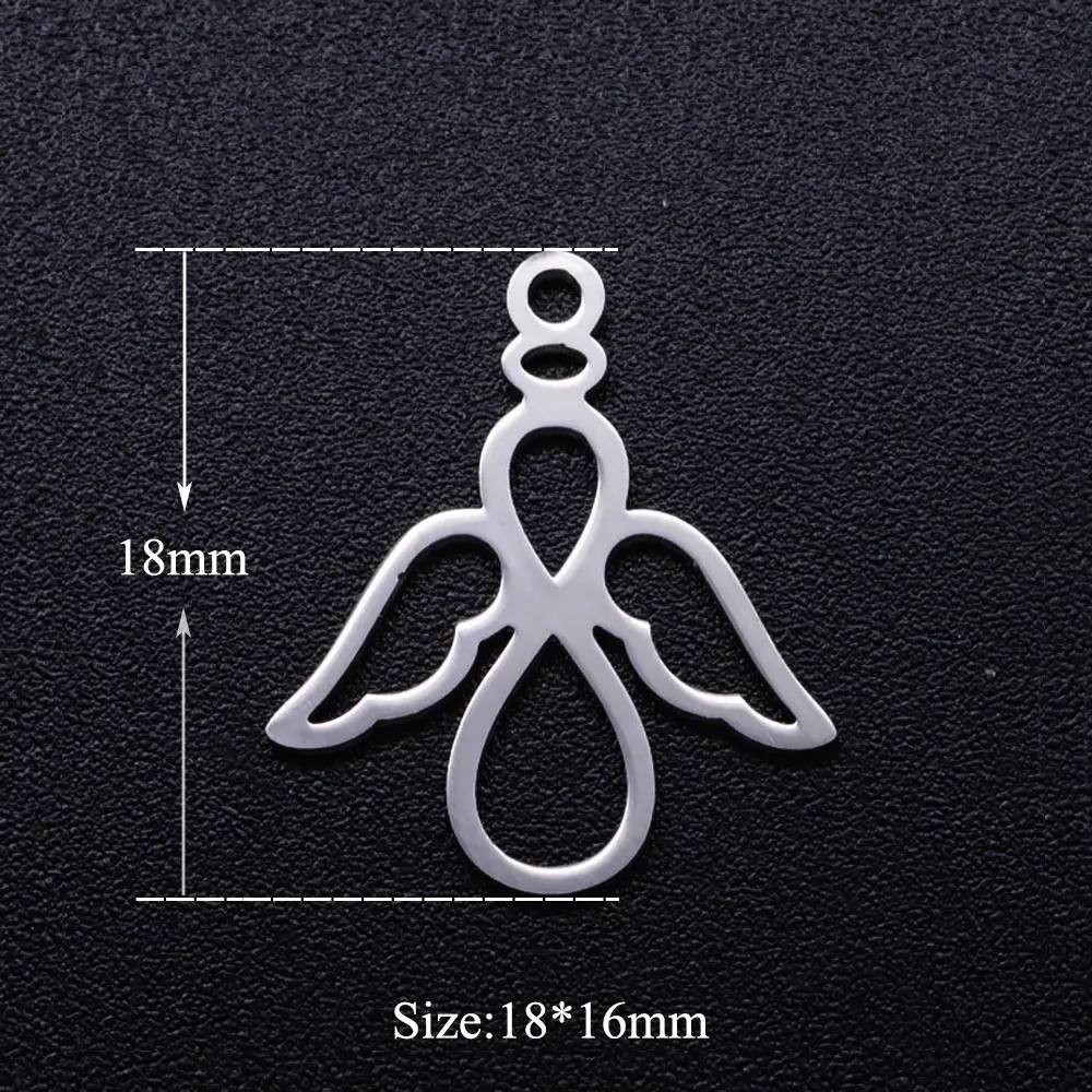 10pcs/lot Hollow Feather Charms Wholesale 316 Stainless Steel DIY Angel Wing Cupid Connectors Charm Bohemia Jewelry Pendant