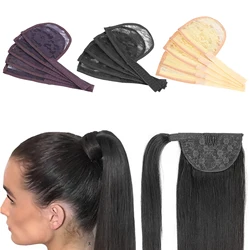 5pcs Large Lace Base Hair Net for Making Pony Tail Hair Bun Weaving Net Wig Caps Ponytail Extension Base Hair Accessories