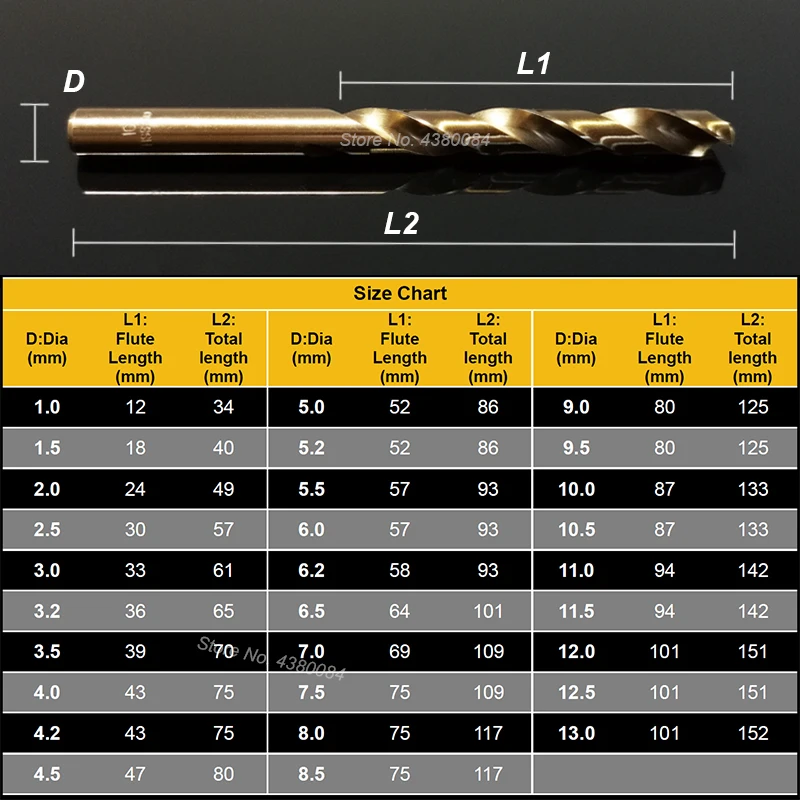 9 rozmiary 1Pc 9.0-13MM HSS CO/M35 wiertło spiralne ze stali nierdzewnej Hole Cutter cała ziemia Metal rozwiertak narzędzia narzędzia ręczne DIY Kit