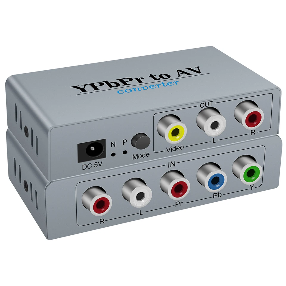 

YPBPR to AV Converter ,5 RCA component YPbPr/RGB+R/L to Component Video Video Audio Converter Adapter ,Support 720P/ 1080P TV